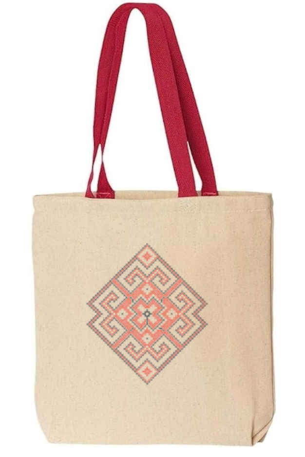 Embroidered canvas tote bag "Rhombus"