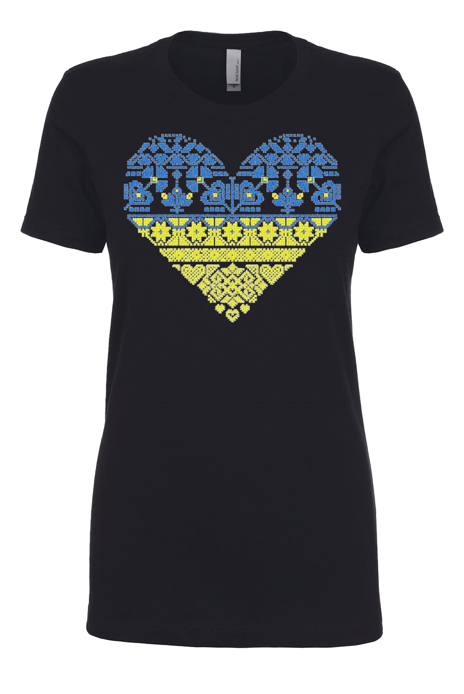 Female fit t-shirt "Blue and yellow heart"