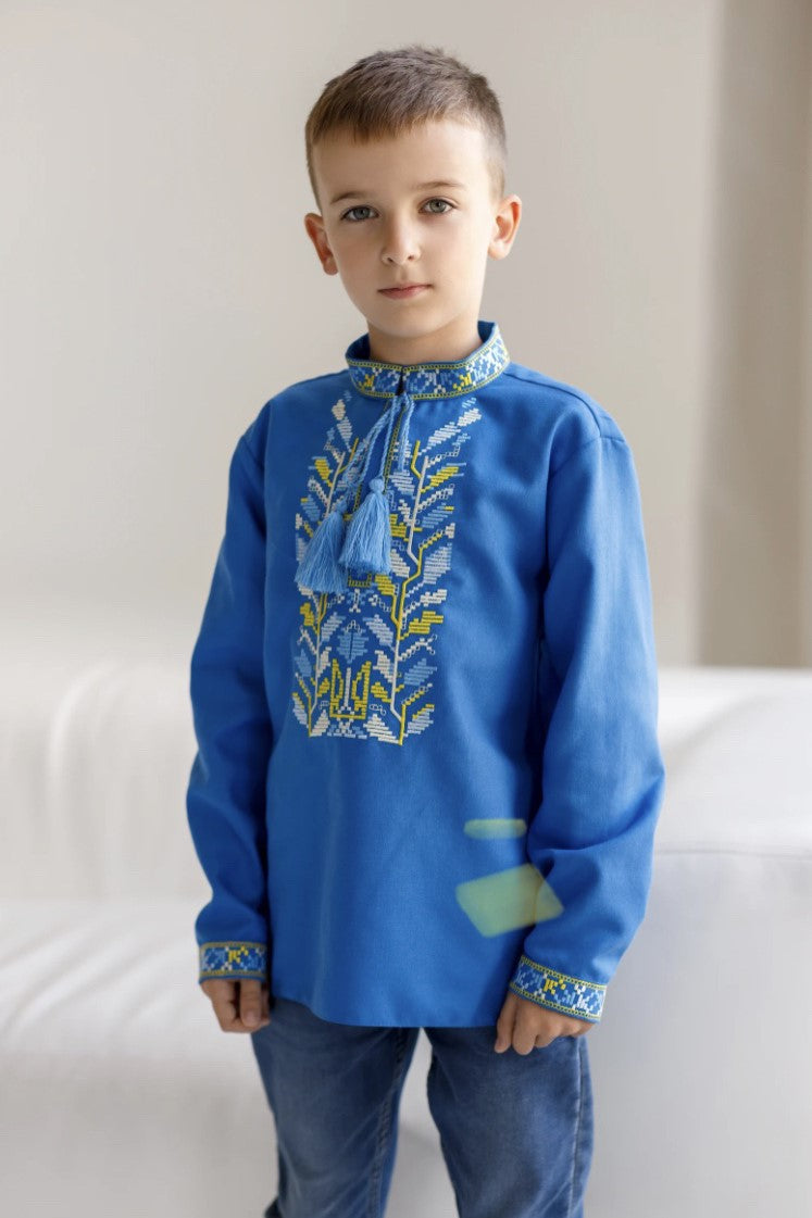 Ukrainian Boys' blue Vyshyvanka