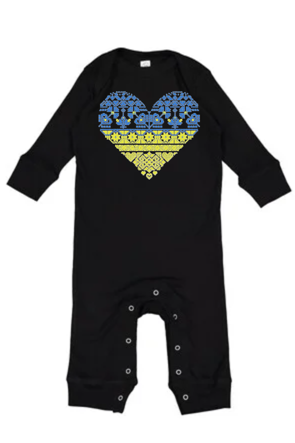 Baby Onesie bodysuit "Blue and yellow heart"