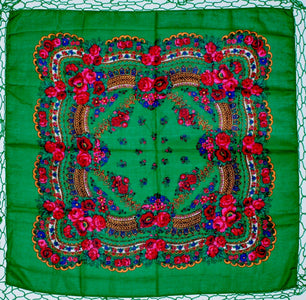 Ukrainian shawl "Hustka". Green. Small