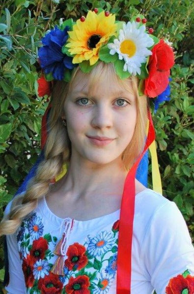 Ukrainian headband "Wreath" with ribbons