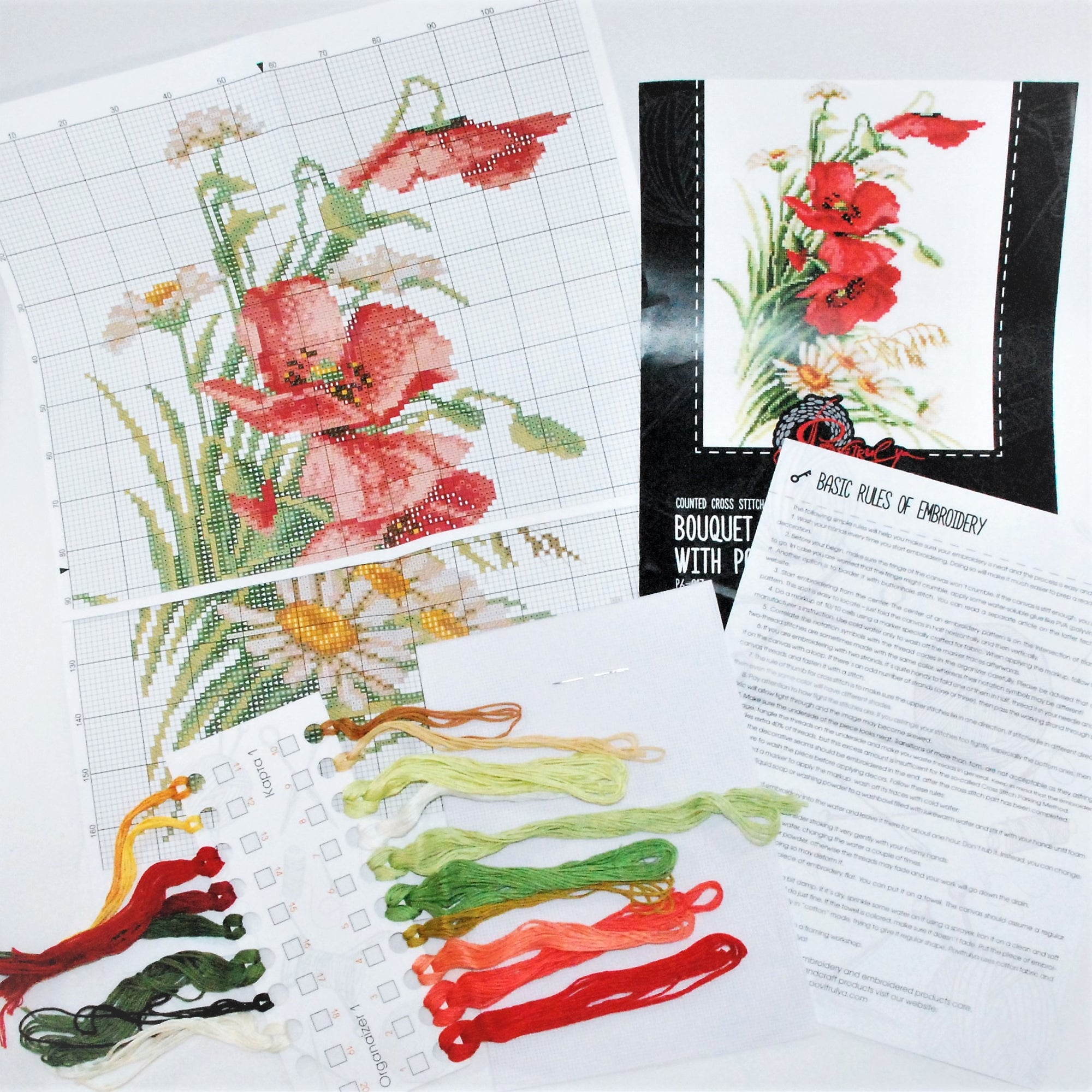 Embroidery kit "Bouquet with poppies"