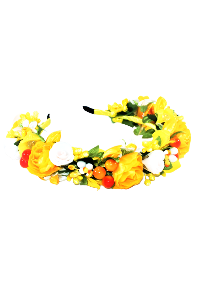 Headband "Puffy yellow roses"