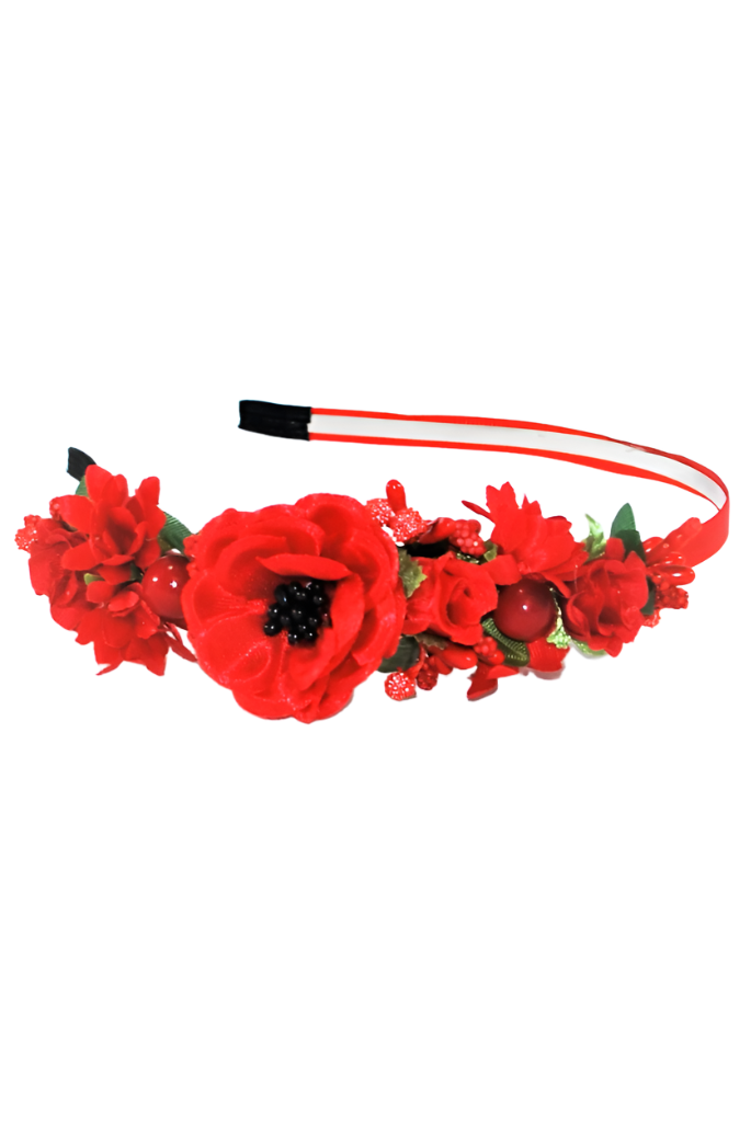 Headband "Red poppy bouquet" mini