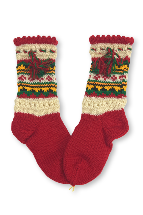Ukrainian wool socks "Hutsul" Red