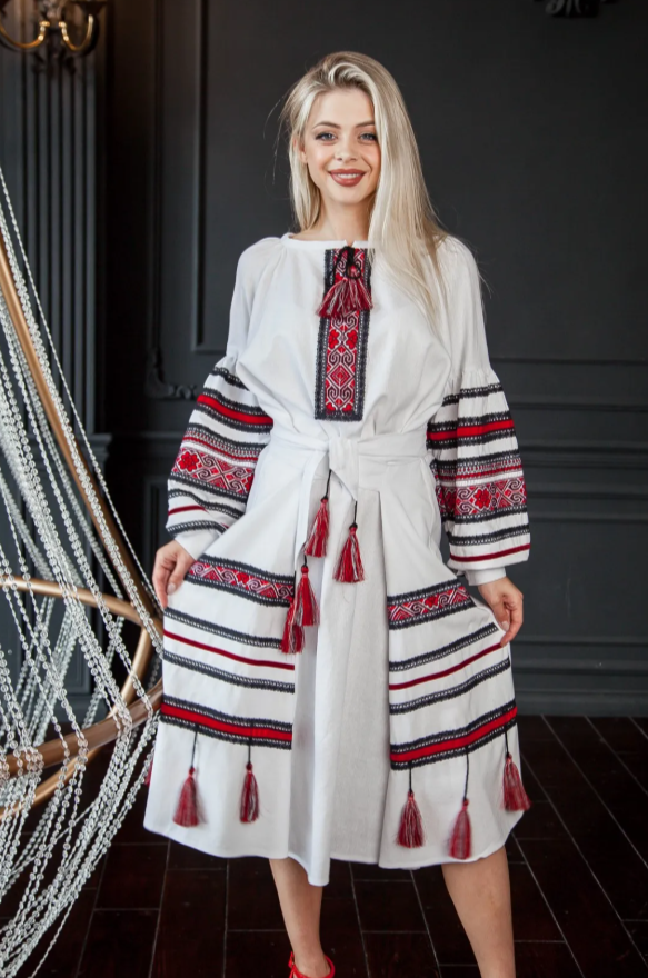 Red Dupatta White Dress With Red Embroidery Ukrainian Hand-Embroidered Dress Hutsulka Medium White Hand Embroidery Red Dupatta White Dress With Red Embroidery Ukrainian Hand-Embroidered Dress Hutsulka Medium White Hand Embroidery