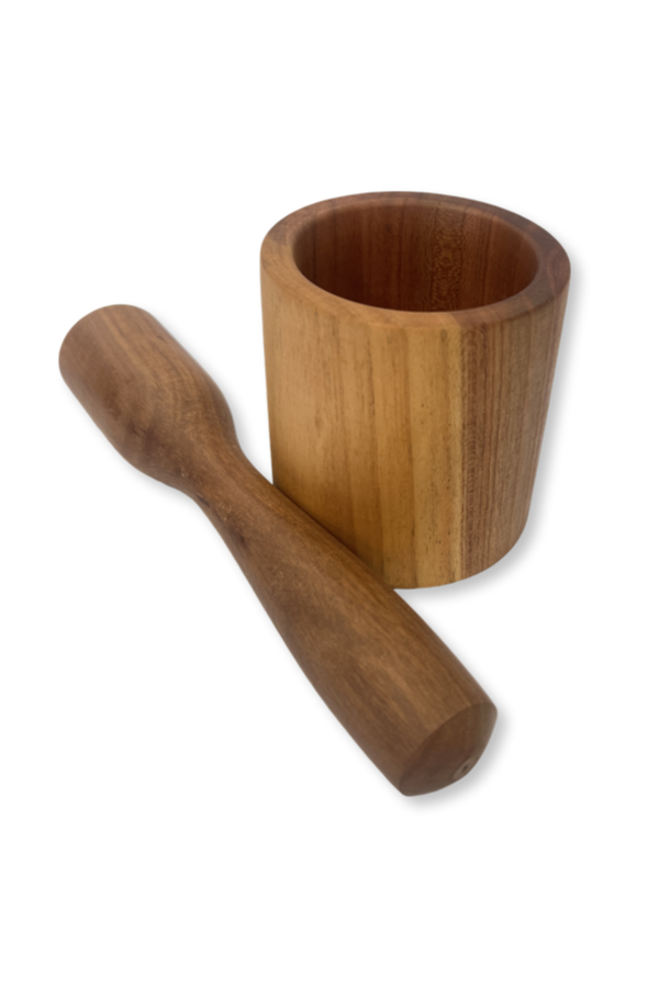 Artisan crafted Ukrainian wood mortar and pestle. Cherry wood