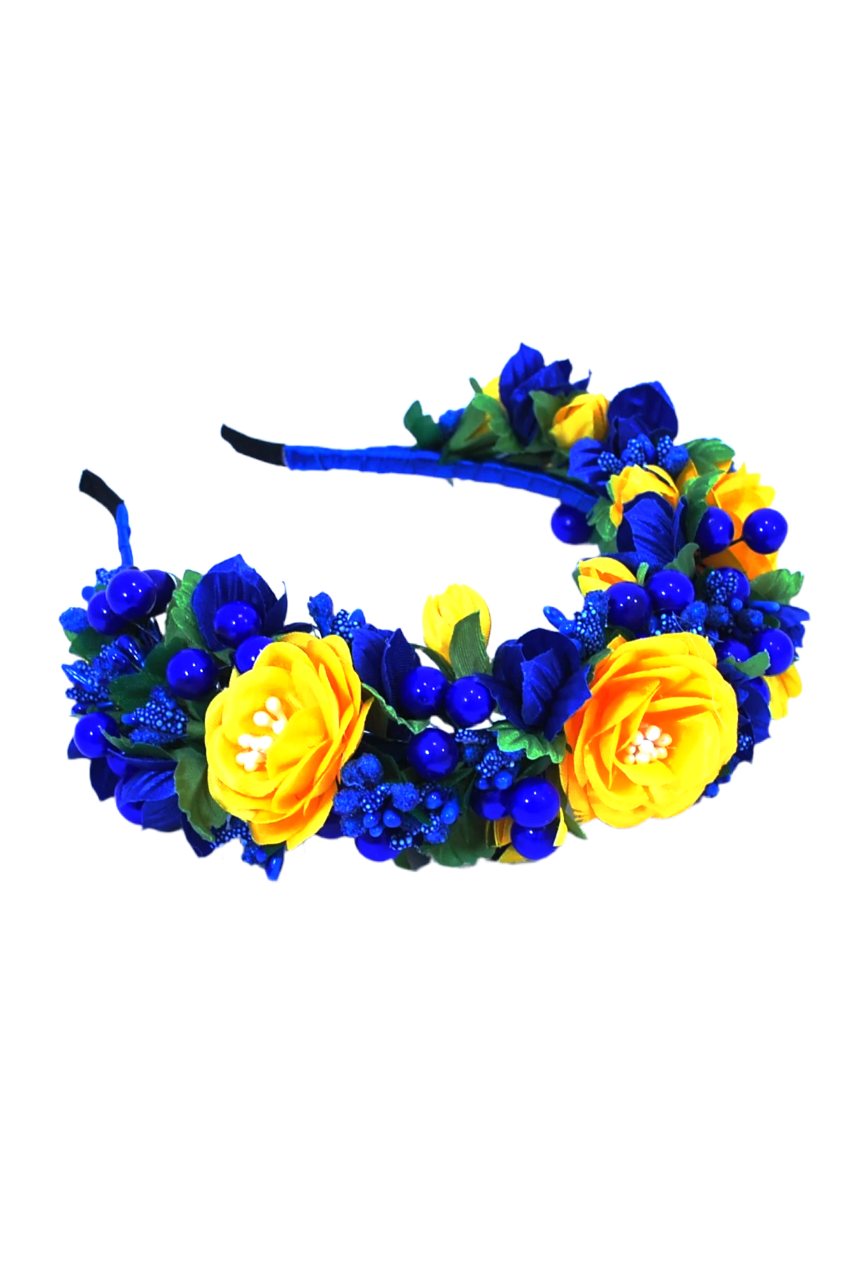 Ukrainian headband "Blue and yellow bouquet"