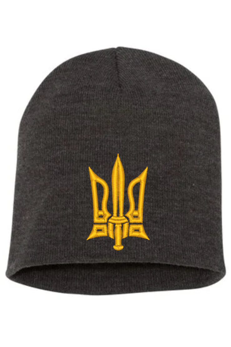 Knitted embroidered beanie hat "Combat Tryzub"