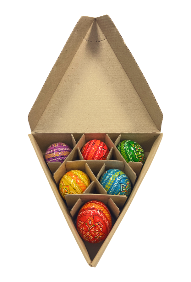 Ukrainian hand-made wood Easter egg "Pysanka" Set of 6