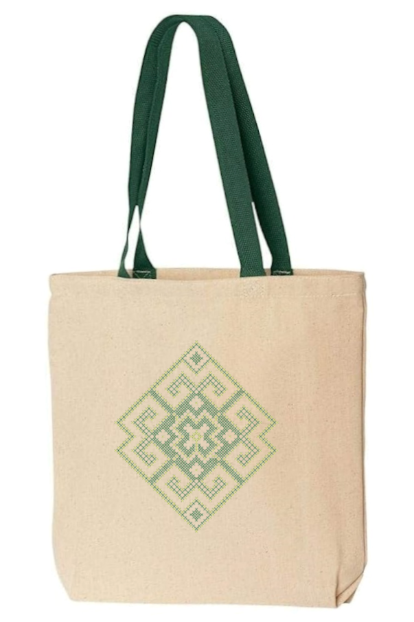 Embroidered canvas tote bag "Rhombus"