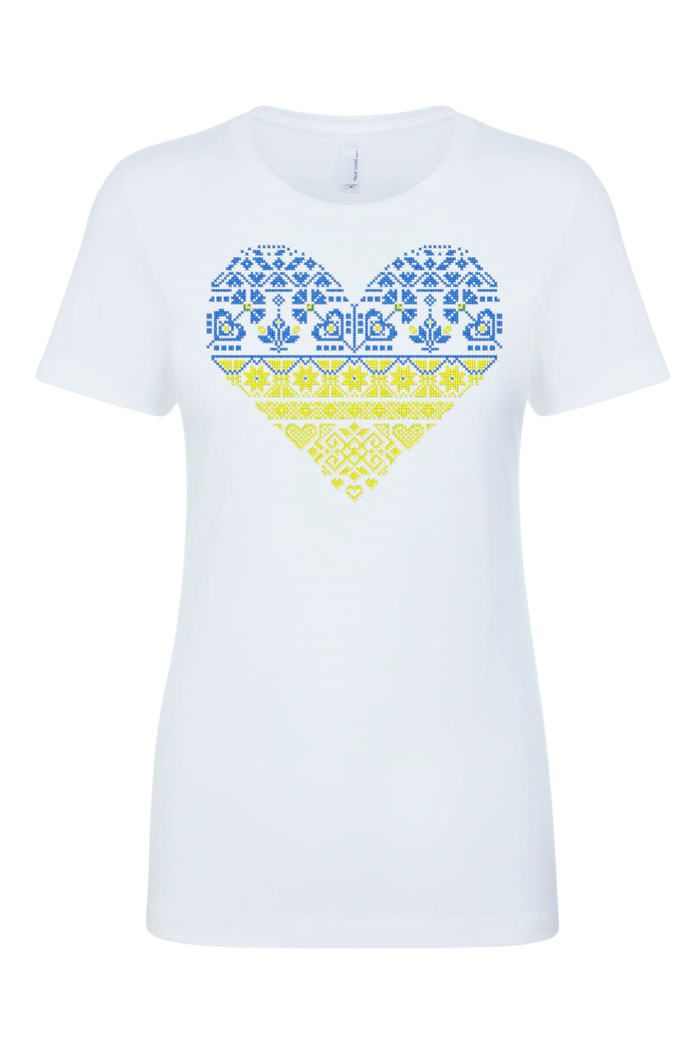 Female fit t-shirt "Blue and yellow heart"