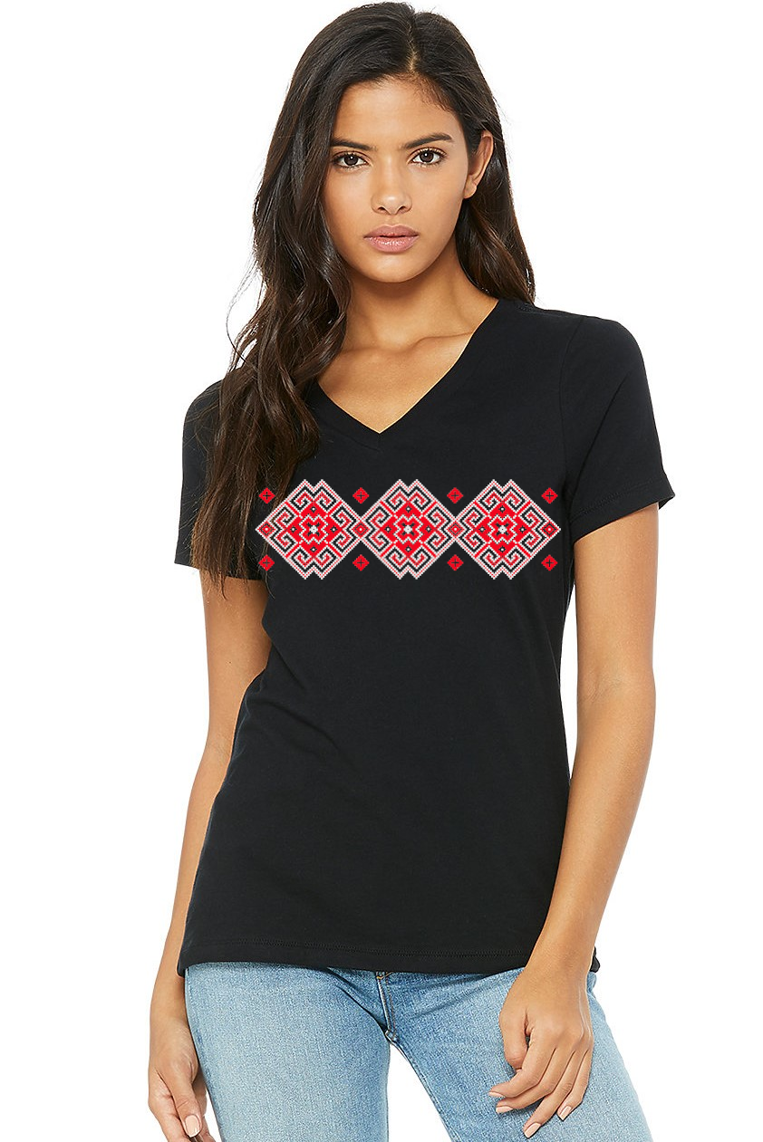 Female fit v-neck t-shirt "Vortex" red