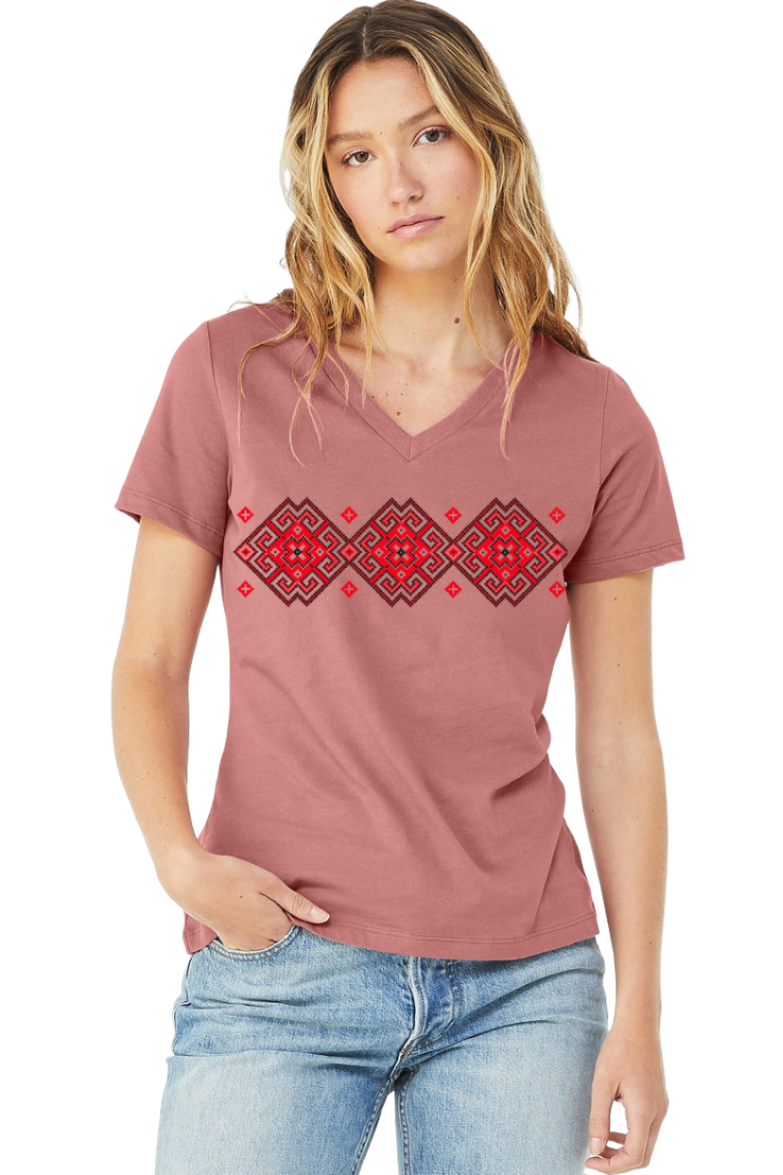 Female fit v-neck t-shirt "Vortex" red