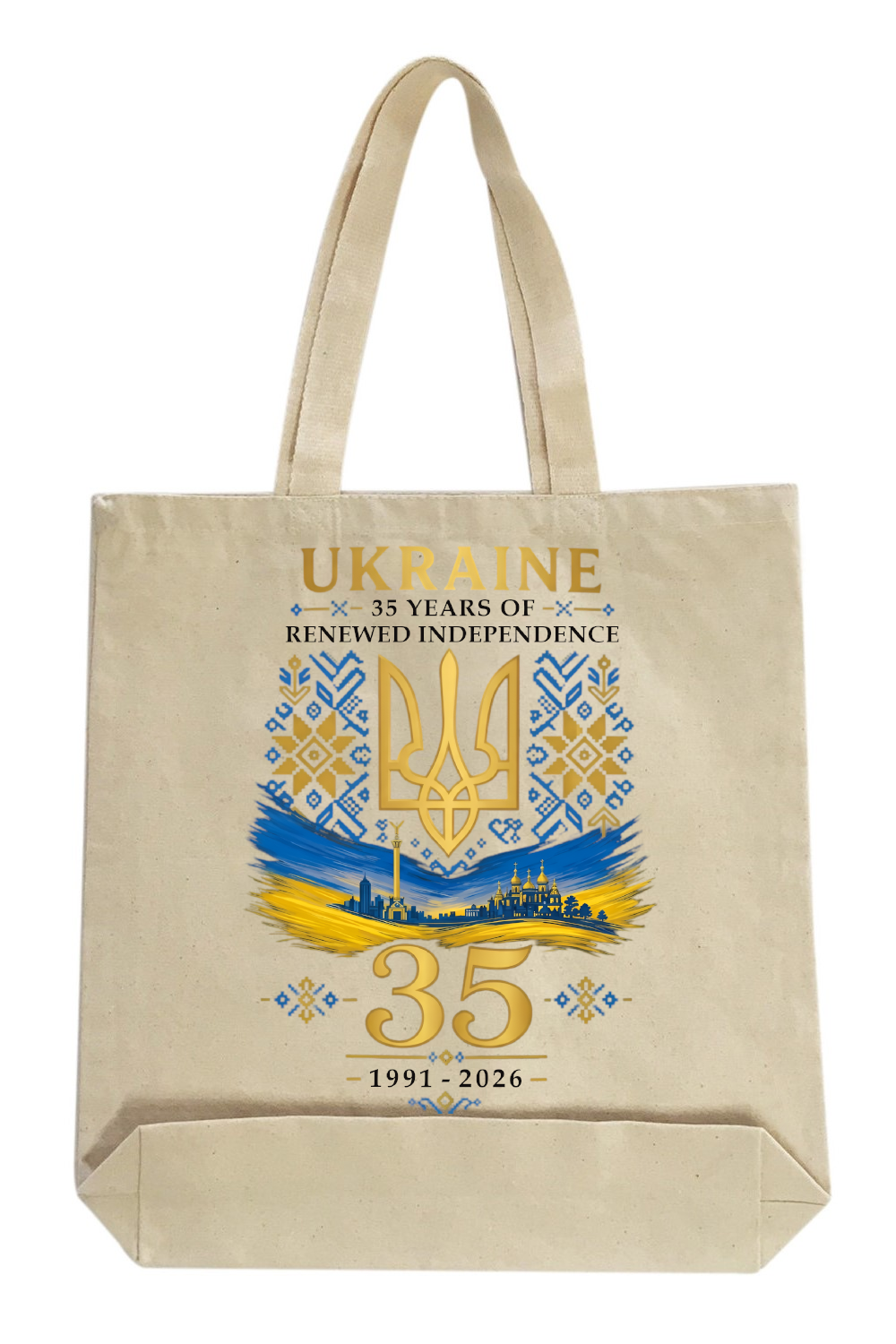 Canvas Tote Bag with Ukrainian print