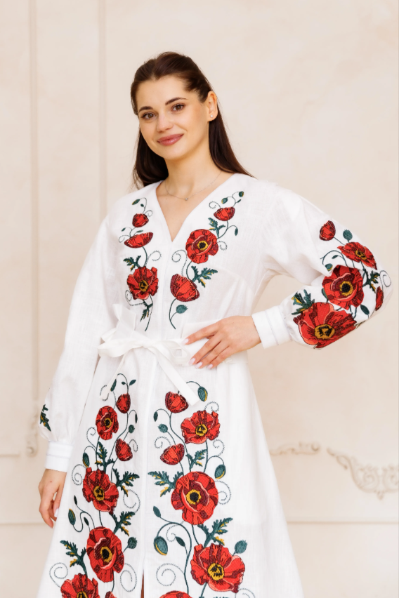 Ukrainian embroidered eco dress 