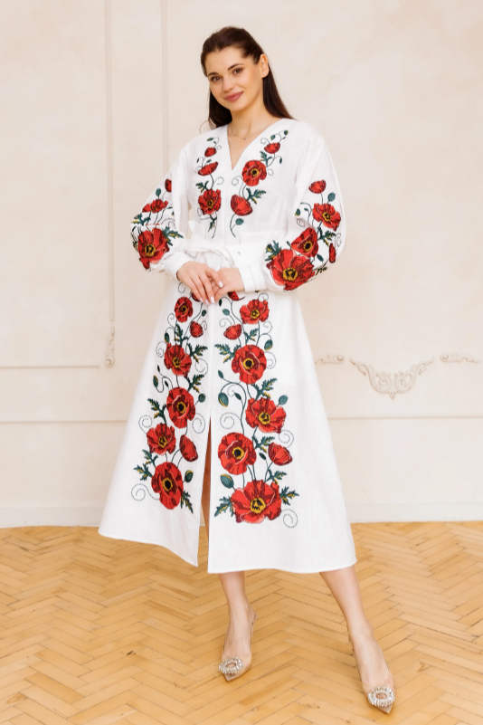 Ukrainian embroidered eco dress 