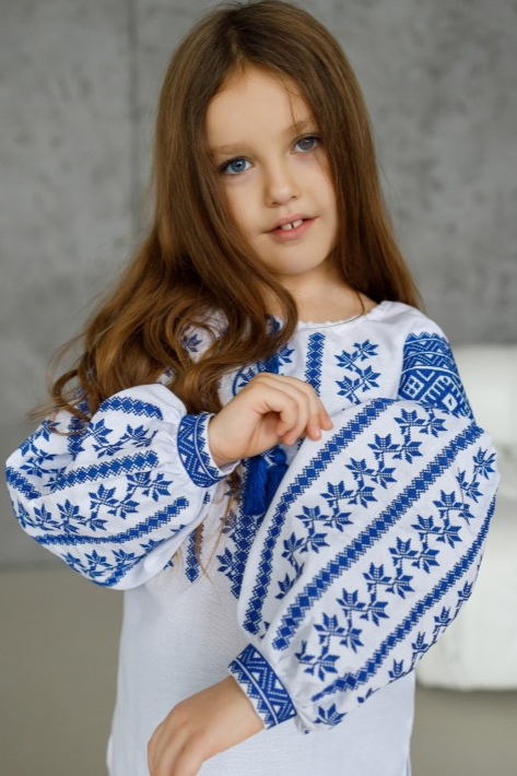 Ukrainian Girls' Vyshyvanka "Blue Harmony"