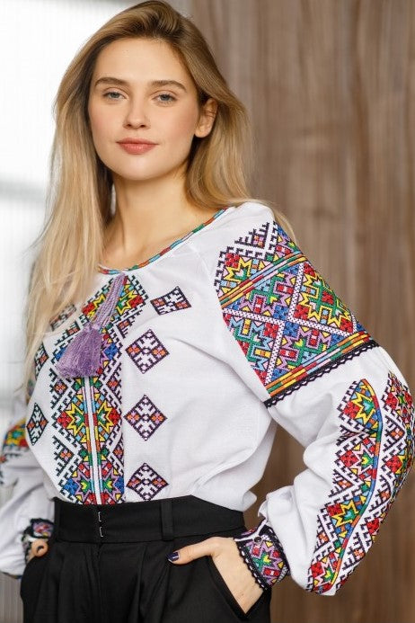 Ukrainian fashion Vyshyvanka - Embroidered Blouse for Women on a White Homespun Cloth - Limited TIME Offer