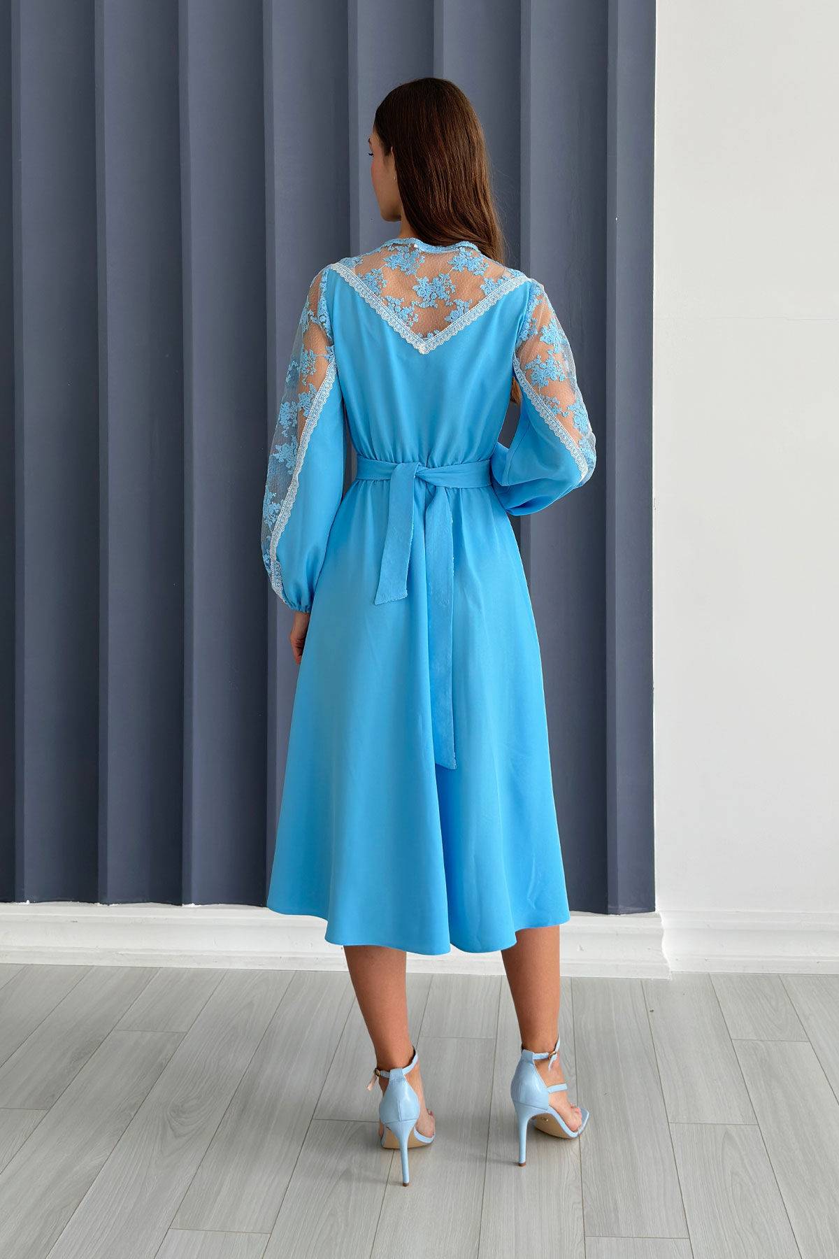 Ukrainian crepe-chiffon azure dress Ukrainian crepe-chiffon azure dress