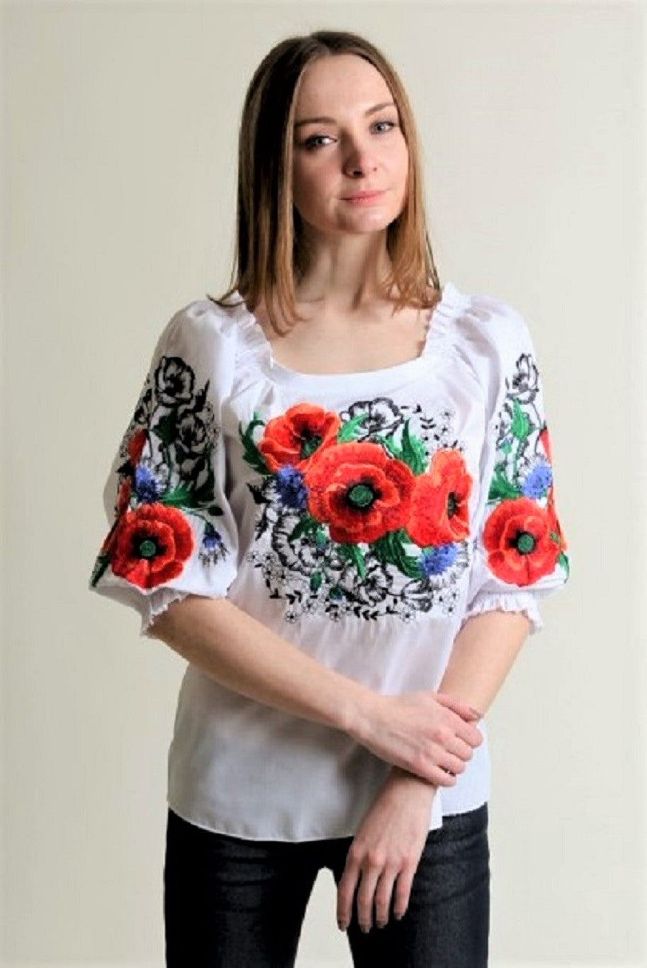 Women's half sleeve Vyshyvanka "Poppy"