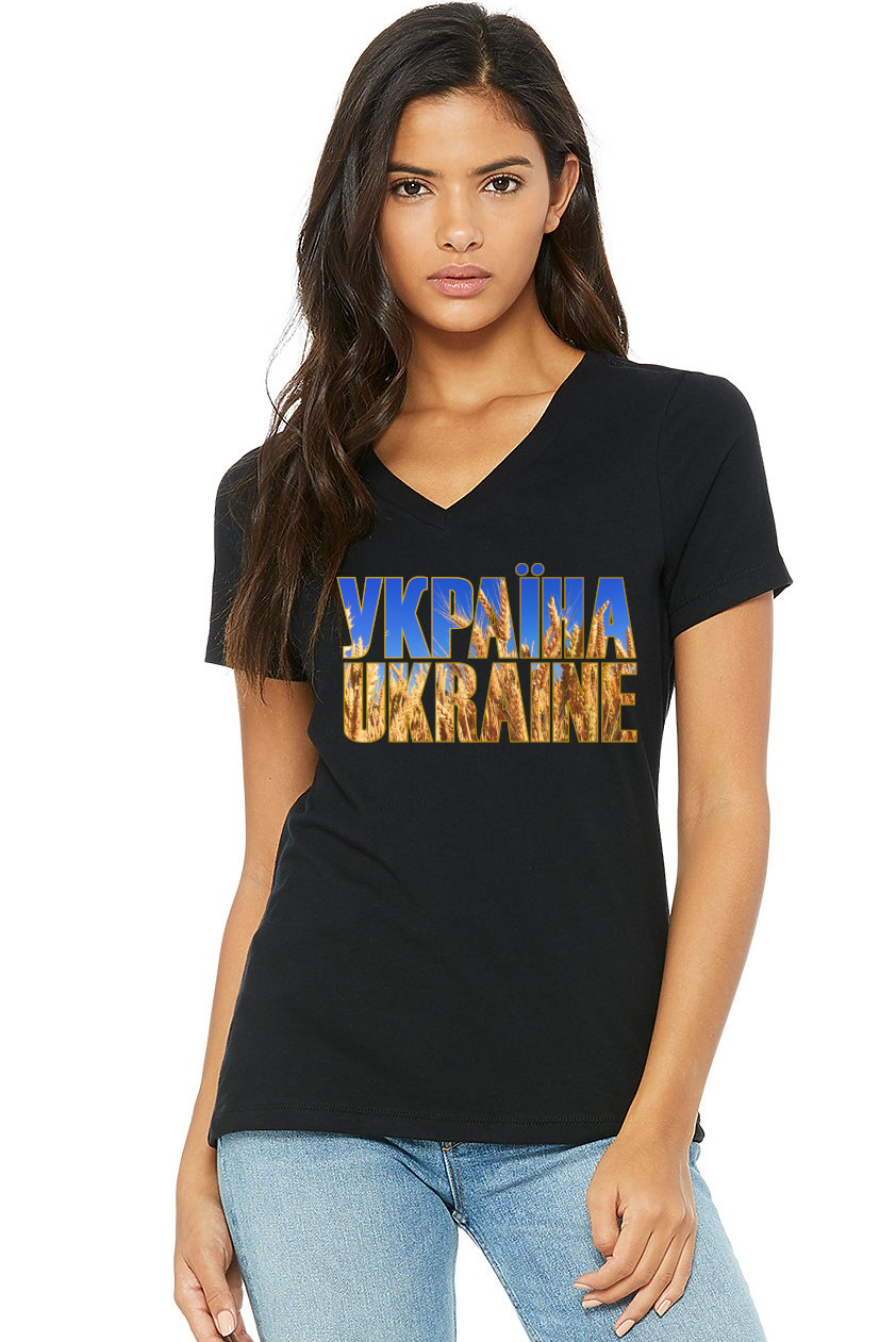 Female fit v-neck t-shirt "УКРАЇНА UKRAINE"