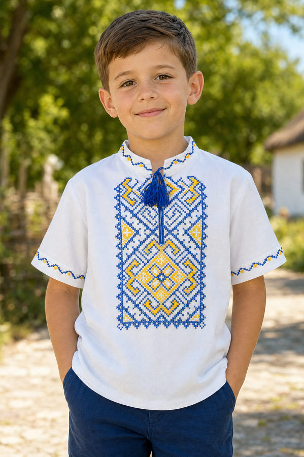 Boy's short sleeve embroidered shirt "Kozachok"