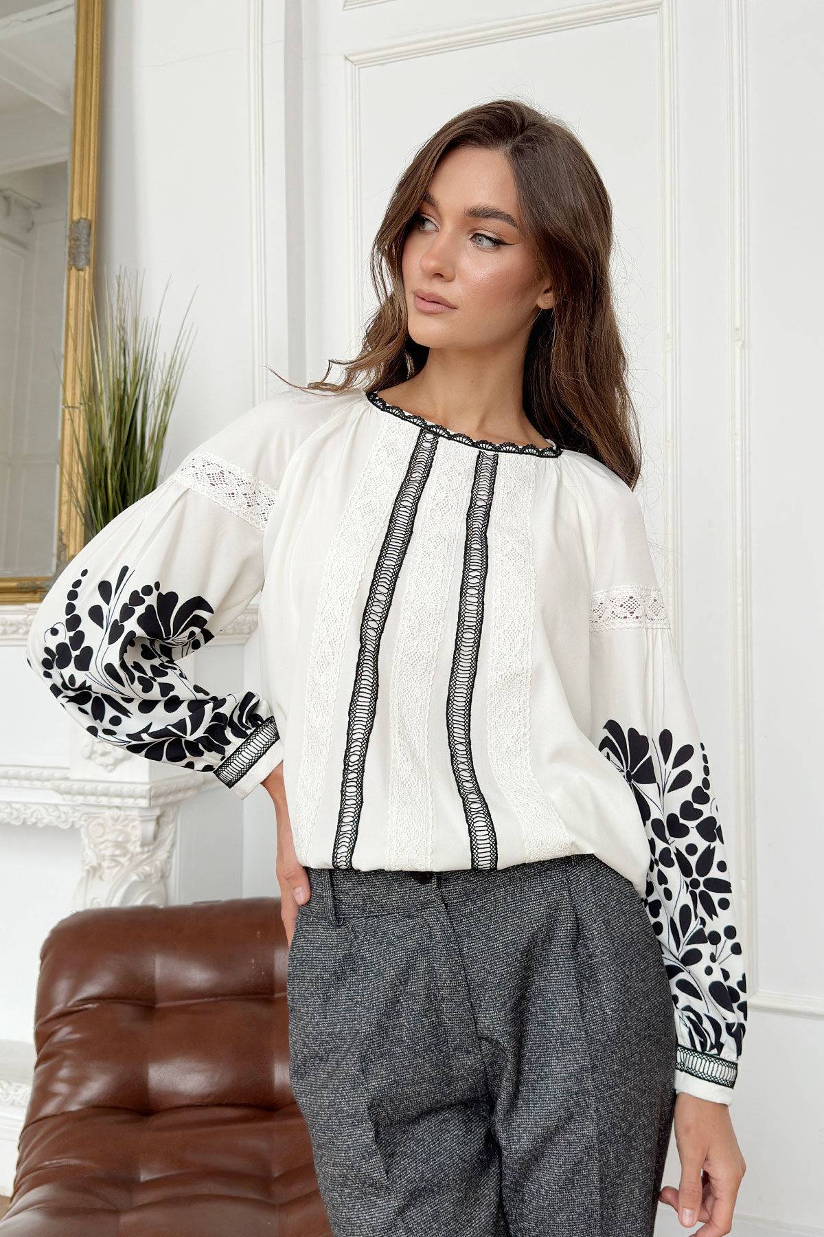 Lady s white chiffon blouse