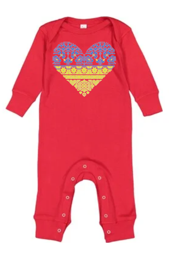 Polish American Flag Hearts Baby Onesie (Long Sleeves)