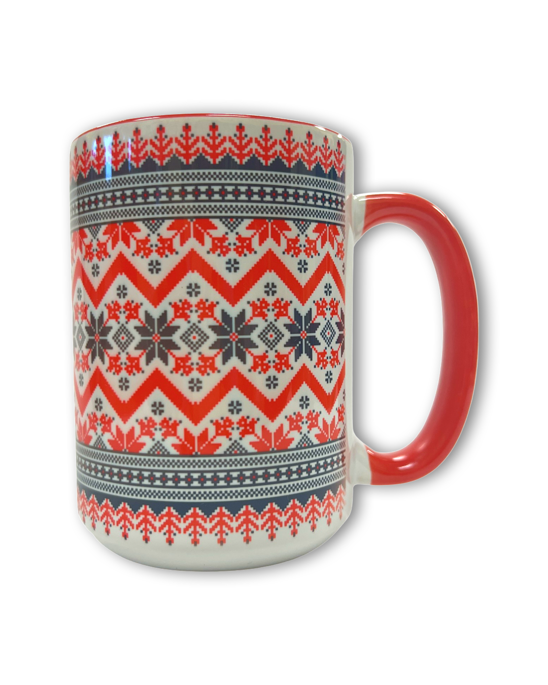 Customized premium red handle ceramic coffee mug 15 oz.