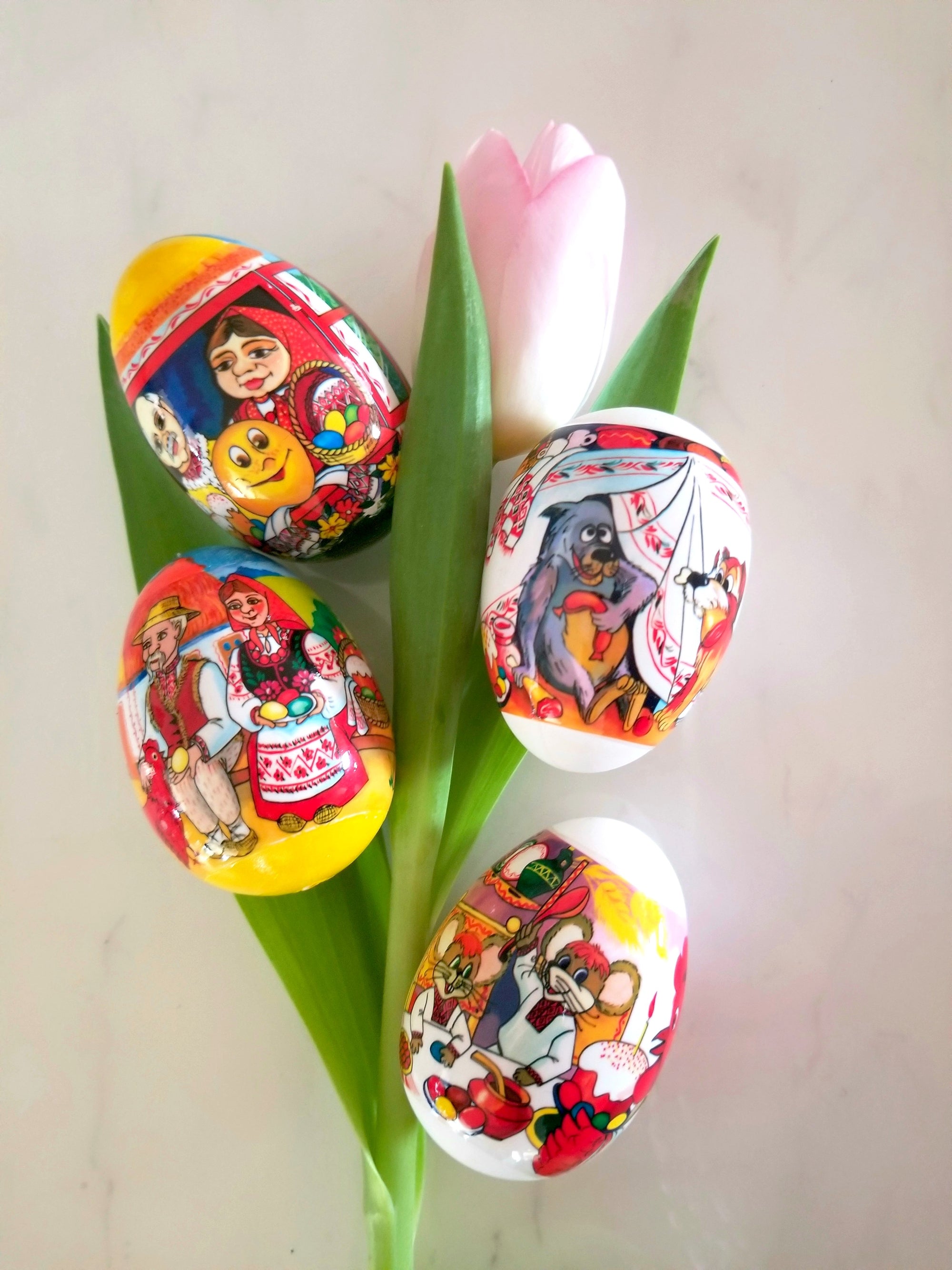 Easter egg decor "Pysanka" Set of 7. Fairytales