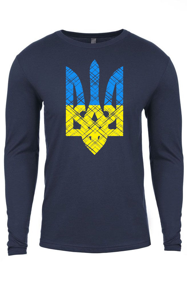 Adult long sleeve shirt "Blue and yellow Trident"