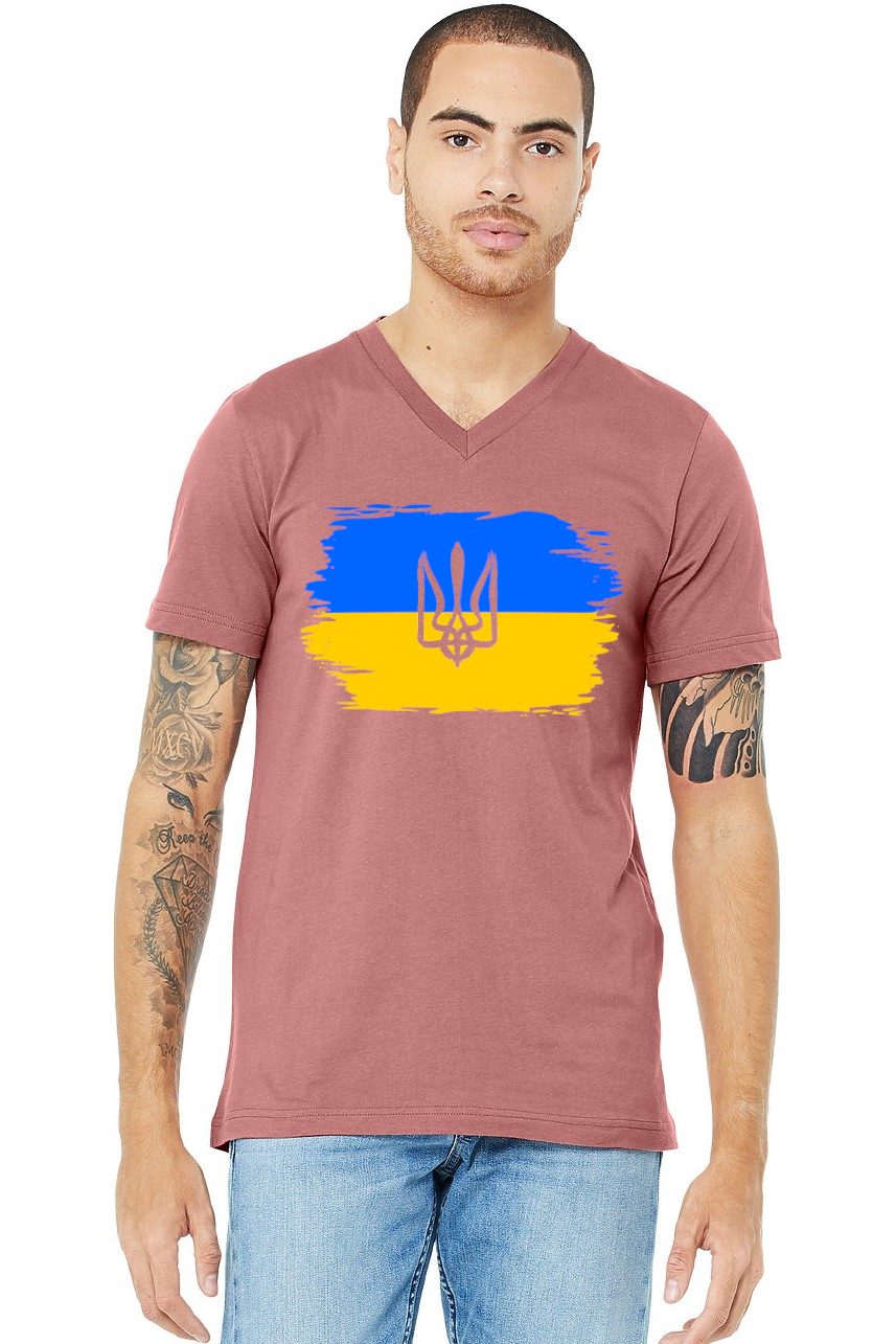 Adult v-neck t-shirt "Ukrainian Flag"