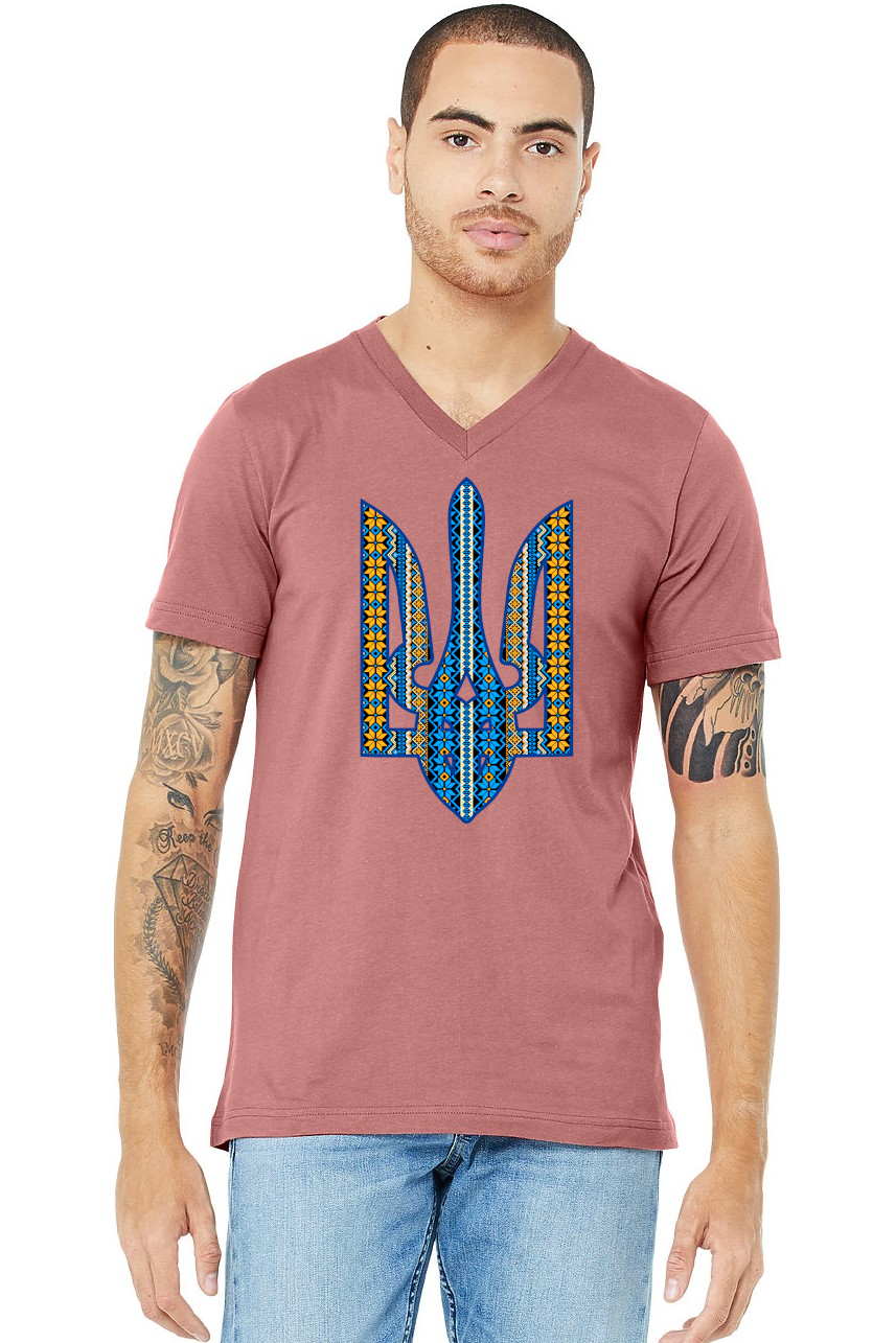 Adult v-neck t-shirt "Ornate Tryzub"