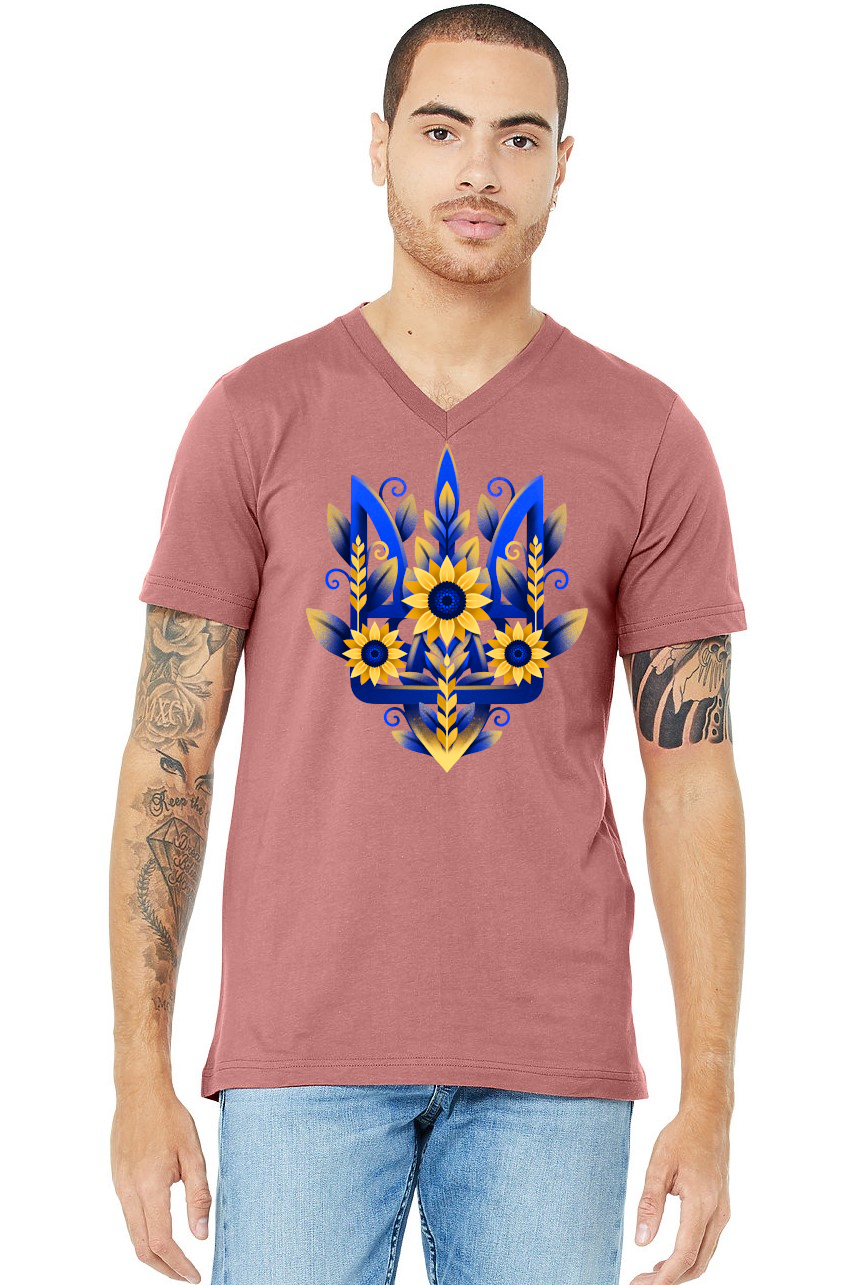 Adult v-neck t-shirt "Sunflower Tryzub"