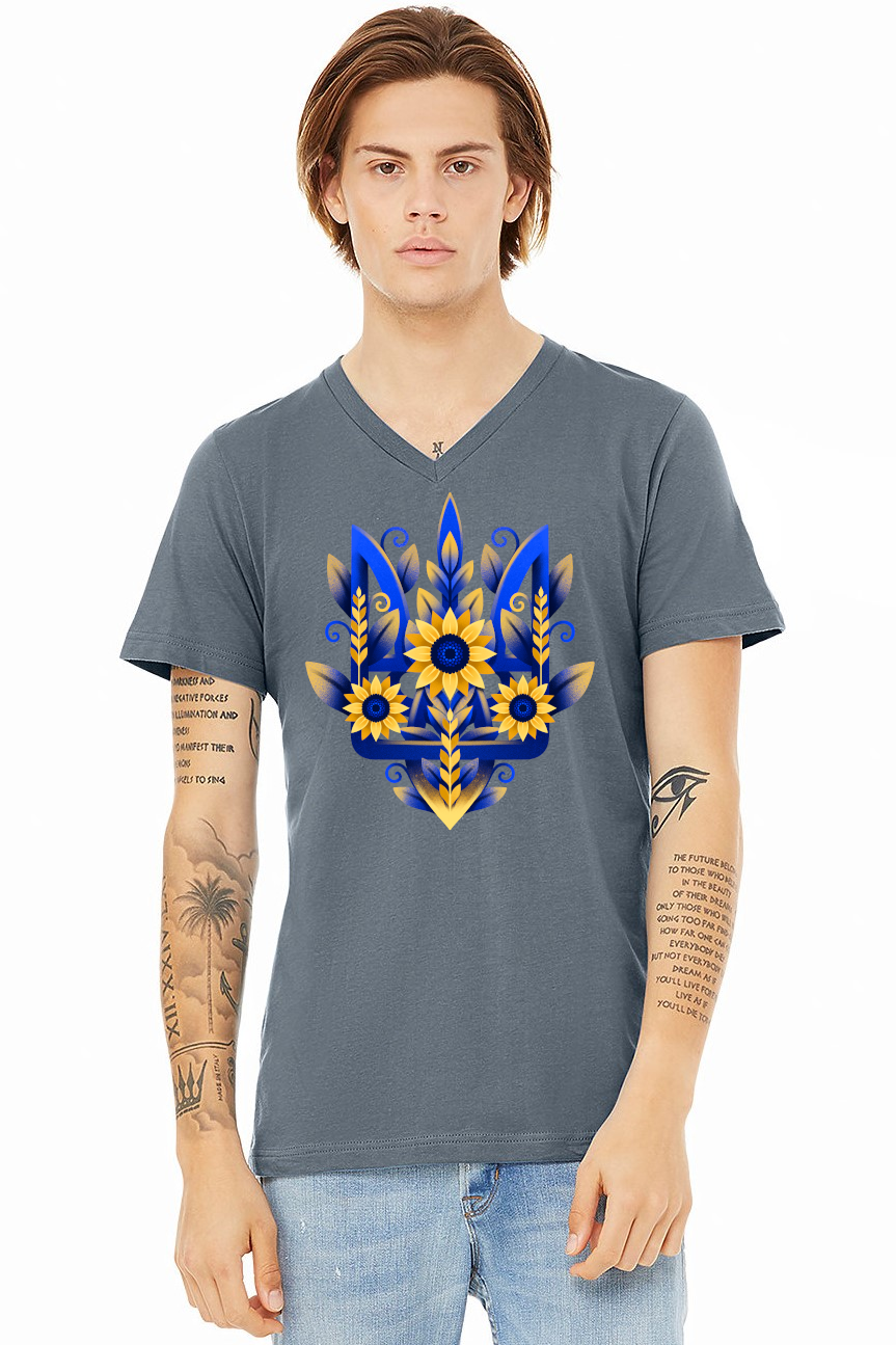 Adult v-neck t-shirt "Sunflower Tryzub"