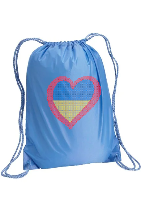 Embroidered drawstring backpack "Ukie heart"