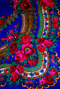 Ukrainian shawl "Hustka". Blue. Small