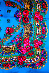 Ukrainian shawl "Hustka". Turquoise. Small