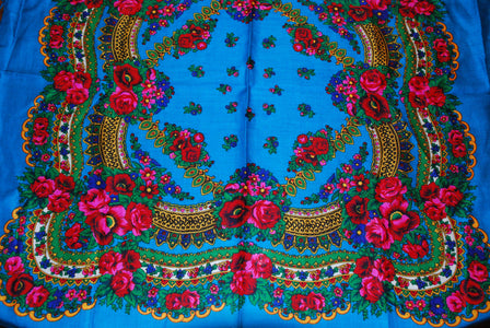 Ukrainian shawl "Hustka". Turquoise. Large