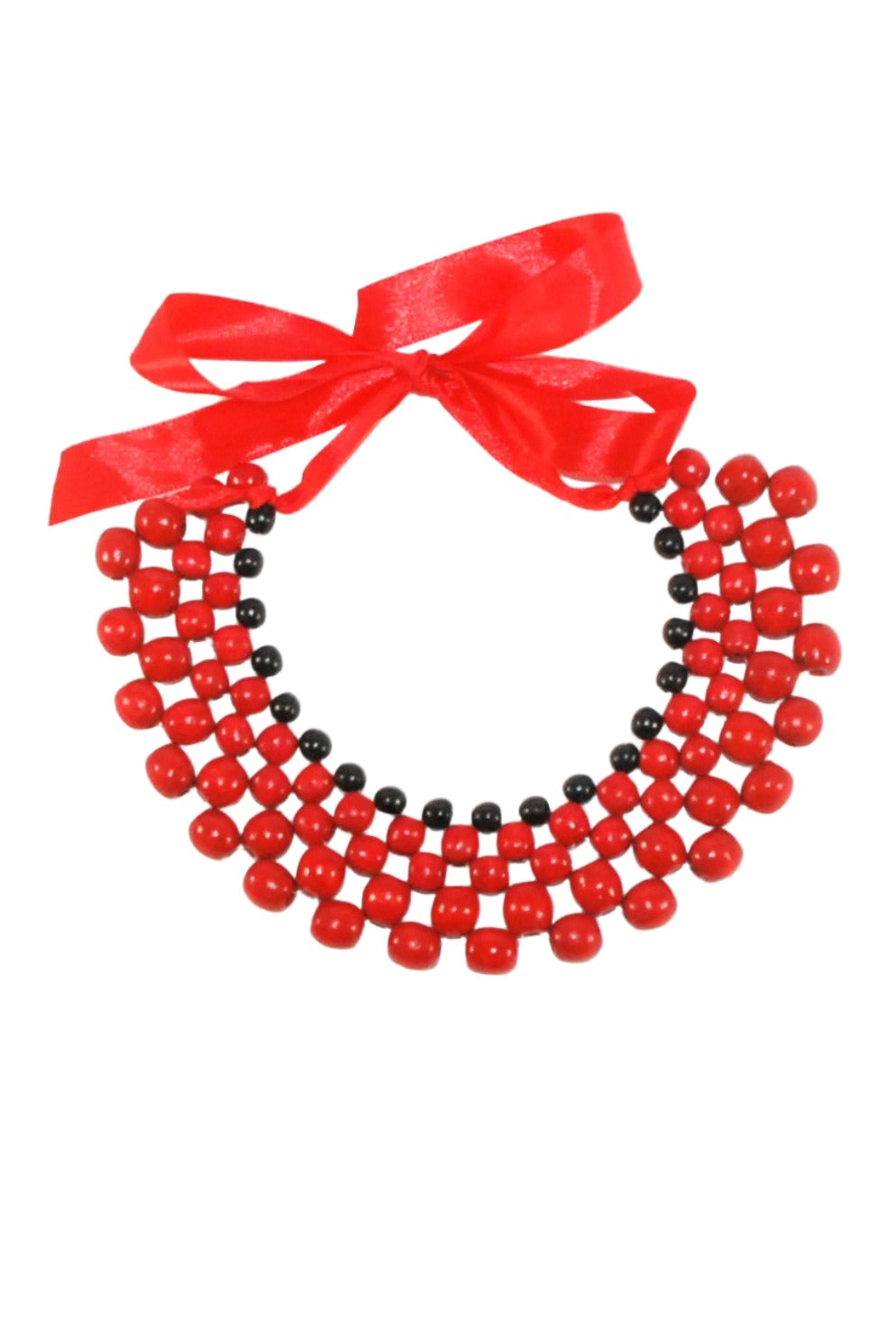 Artisan crafted wood bib necklace.