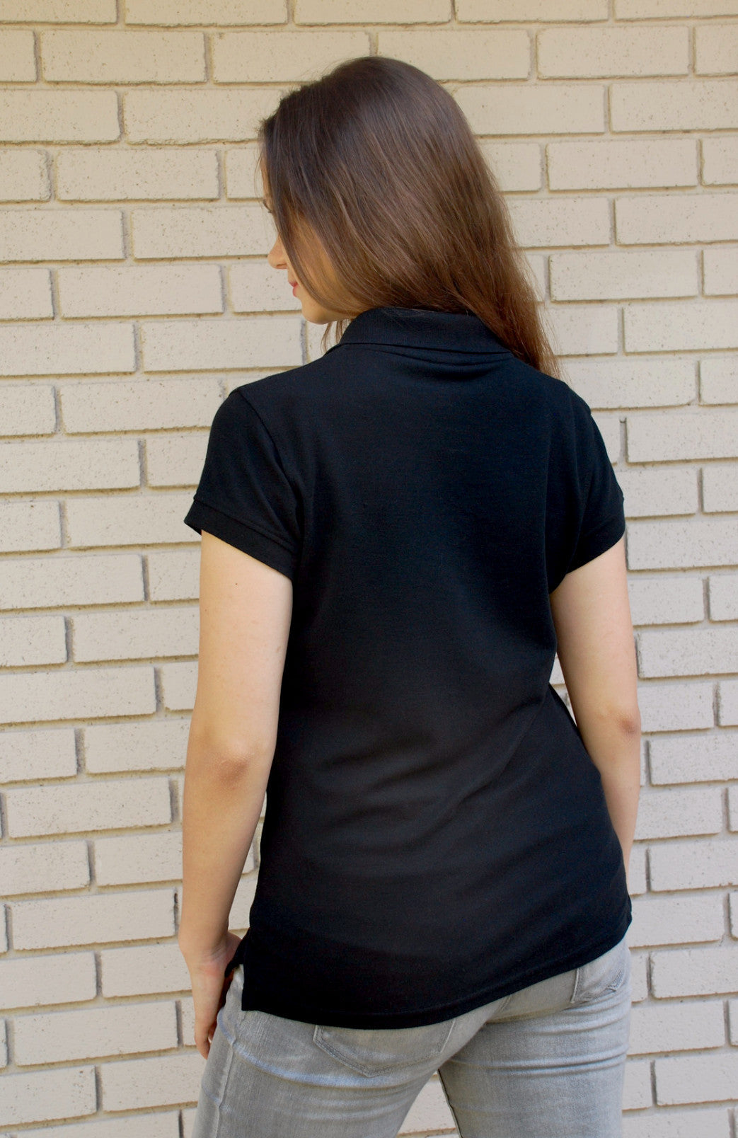 Women's polo shirt "Tryzub" black
