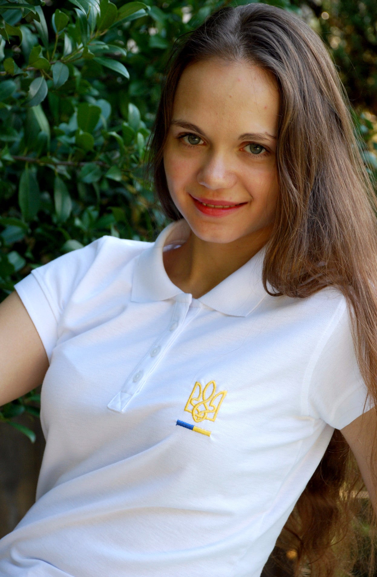 Women's polo shirt "Tryzub" white