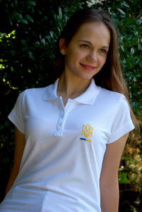 Women's polo shirt "Tryzub" white