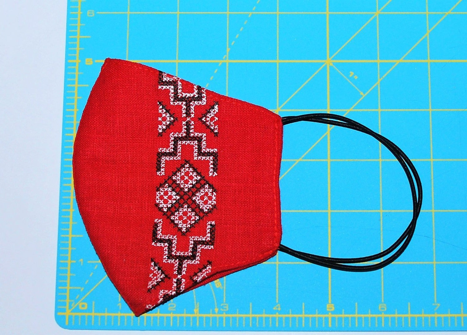Ukrainian embroidered Face cover. Red