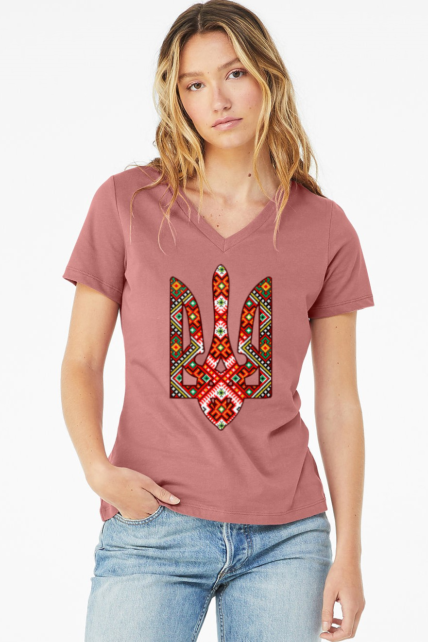 Female fit v-neck t-shirt "Etno Tryzub"