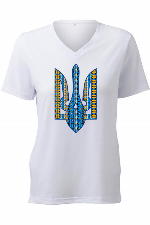 Female fit v-neck t-shirt "Ornate Tryzub"