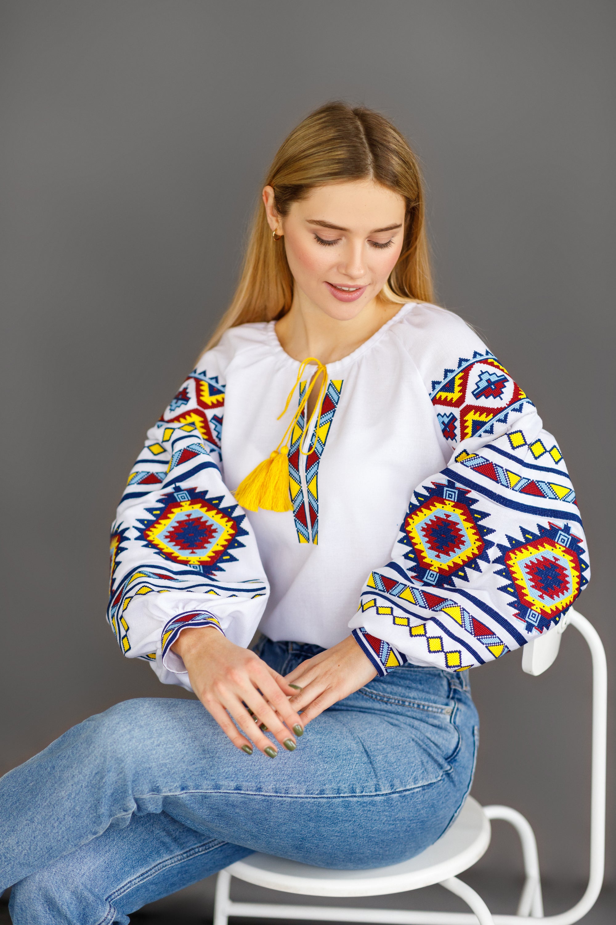 Ukrainian cotton blouse "Peremoha" Vibrant
