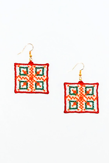 Lace earrings "Cross-stitch square"
